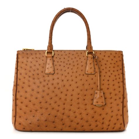 prada ostrich double tote|PRADA Ostrich Large Galleria Double Zip Tote Cognac.